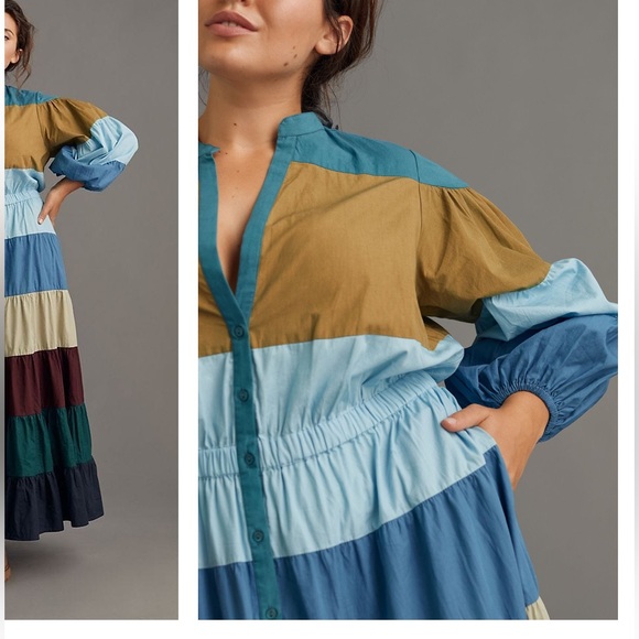 Anthropologie Forever That Girl Tiered Block Maxi Dress - Picture 2 of 15
